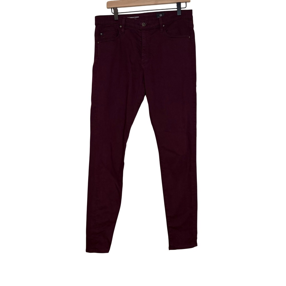 AG Adriano Goldschmied The Farrah Skinny High Rise Jeans Burgundy Womens 31R